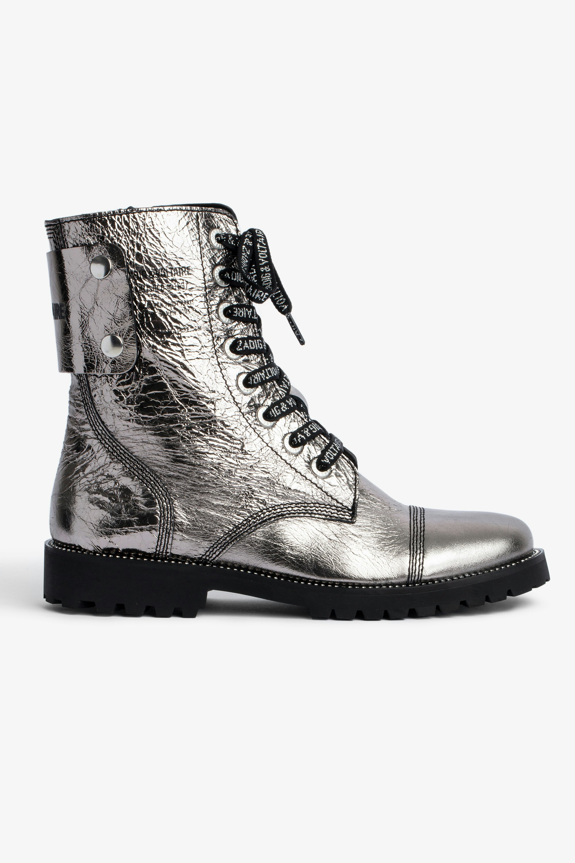 Joe Vintage Metal Ankle Boots Women's mid-calf boots in silver vintage leather