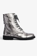 Botines Joe Vintage Metal - Botines de media caña de piel vintage plateada para mujer
