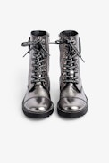 Botines Joe Vintage Metal - Botines de media caña de piel vintage plateada para mujer
