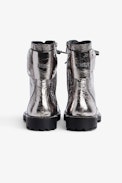 Botines Joe Vintage Metal - Botines de media caña de piel vintage plateada para mujer