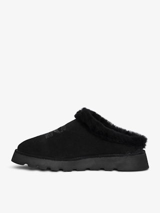 Teddy Shearling Mules - Mules in suede and shearling adorned with signature embroideries.