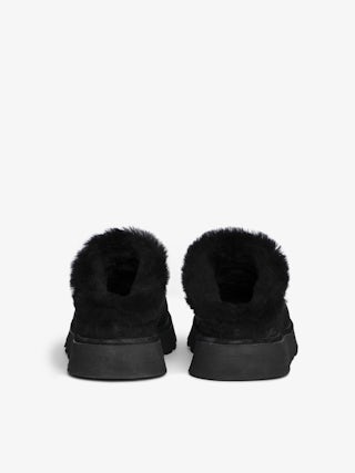Teddy Shearling Mules - Mules in suede and shearling adorned with signature embroideries.