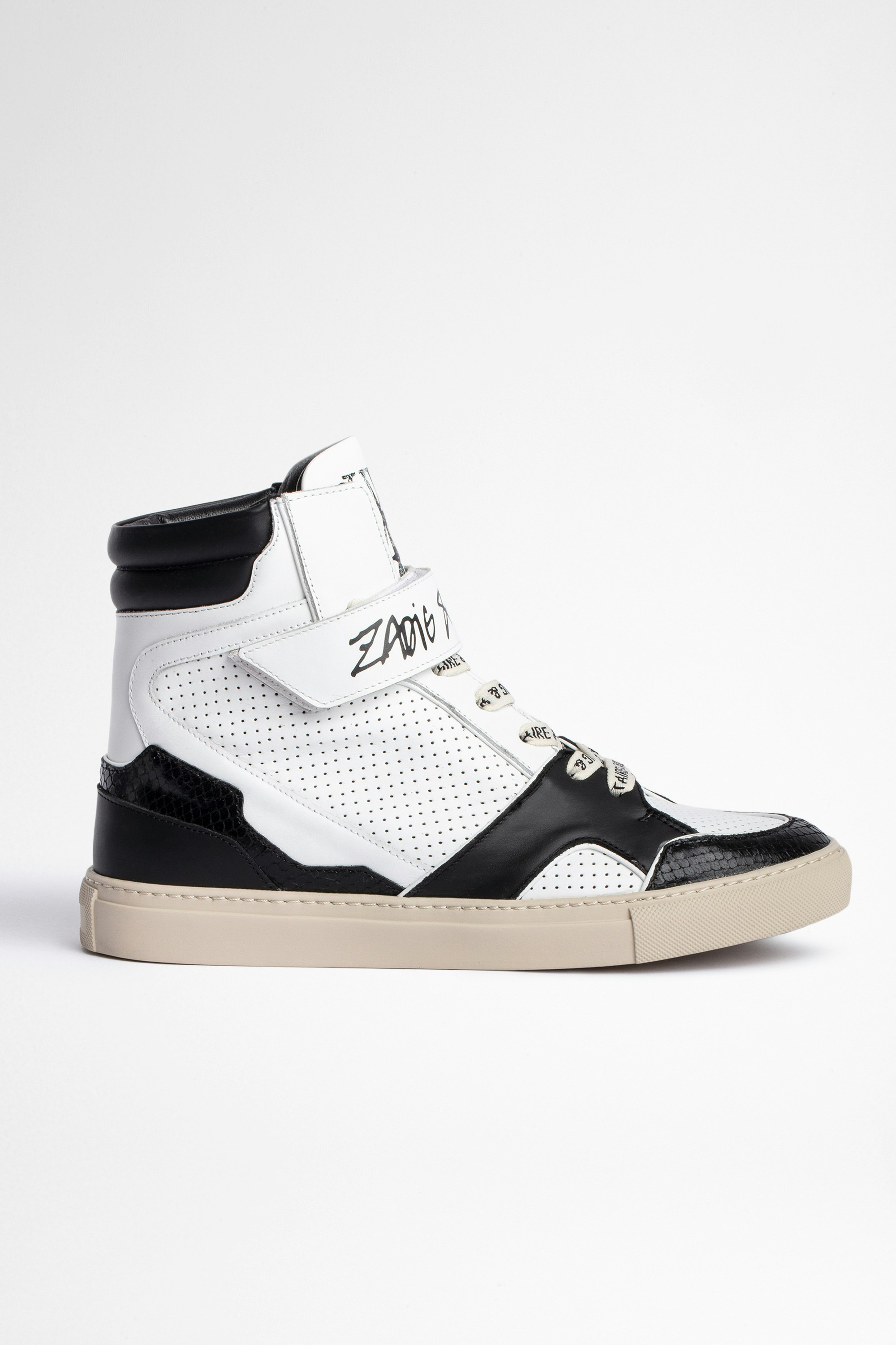 ZV1747 High Flash Sneakers Women's high-top trainers in bicolored leather. Buying this product, you support a responsible leather production through Leather Working Group.