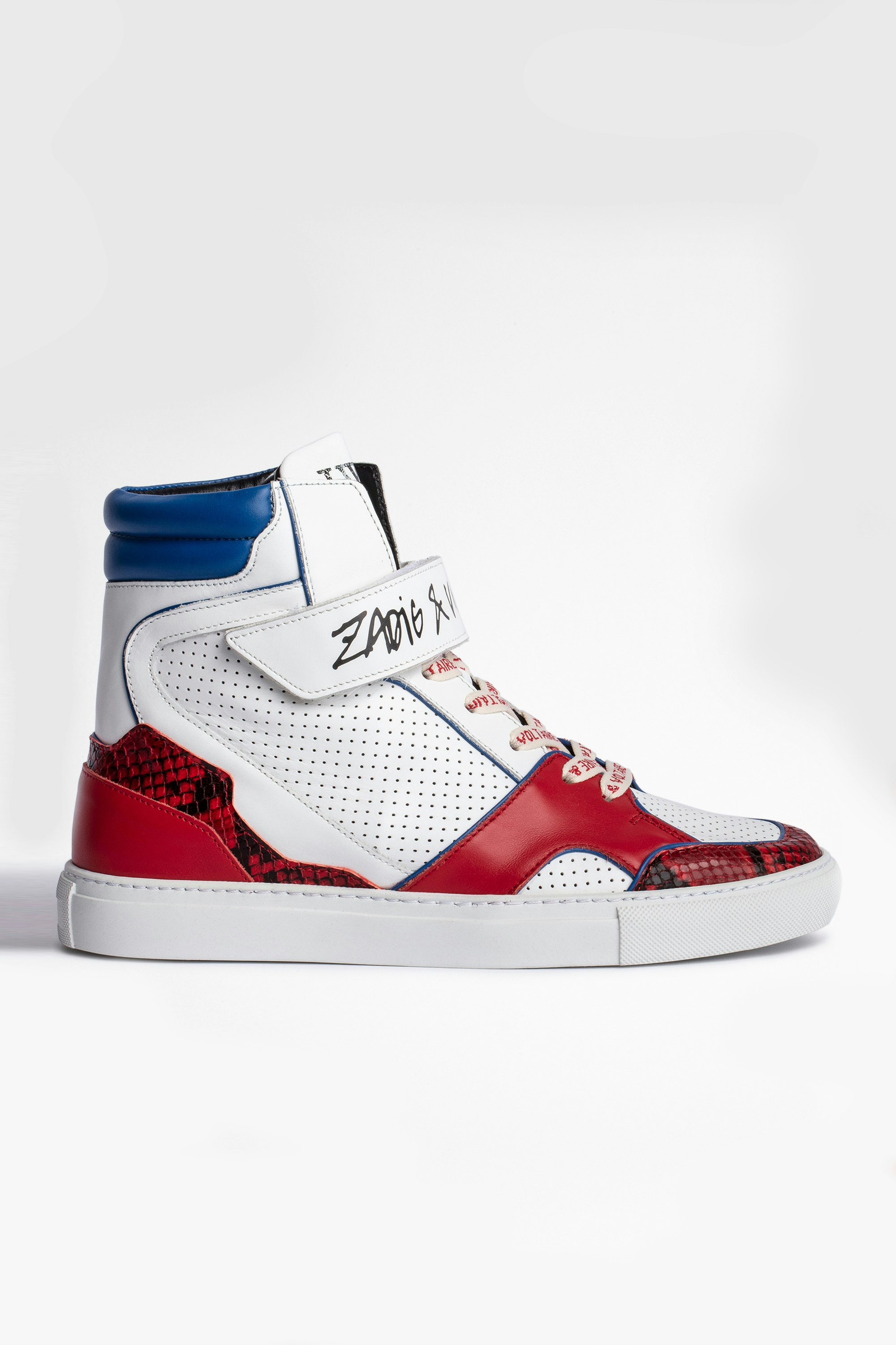 Sneakers ZV1747 High Flash Sneakers alte in pelle tricolore, donna. Acquistando questo prodotto, sostieni la produzione responsabile della pelle attraverso il Leather Working Group