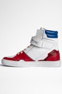 ZV1747 High Flash Sneakers - Women's high-top trainers in tricolored leather. Buying this product, you support a responsible leather production through Leather Working Group.