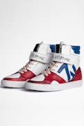 ZV1747 High Flash Sneakers - Women's high-top trainers in tricolored leather. Buying this product, you support a responsible leather production through Leather Working Group.