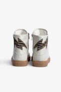 ZV1747 High Flash Sneakers - Women’s white leather high-top sneakers with zebra-print panels