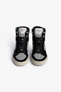 Sneakers ZV1747 High Flash Monogramm - Damen-Sneakers mit hohem Schaft aus schwarzem Veloursleder und ZV-Monogramm