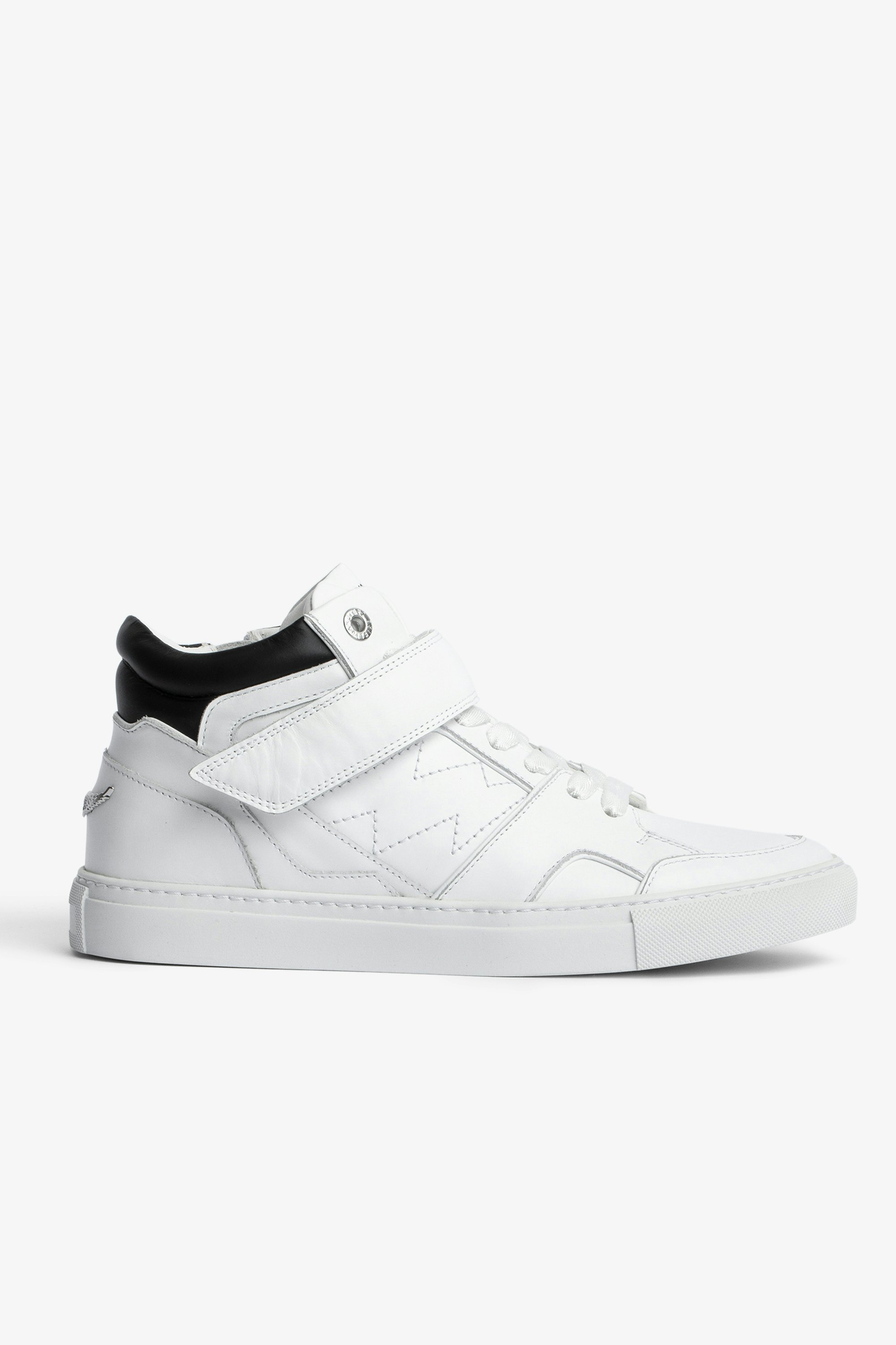Sneakers ZV1747 Mid Flash - Damen-Sneakers mit halbhohem Schaft aus weißem Leder
