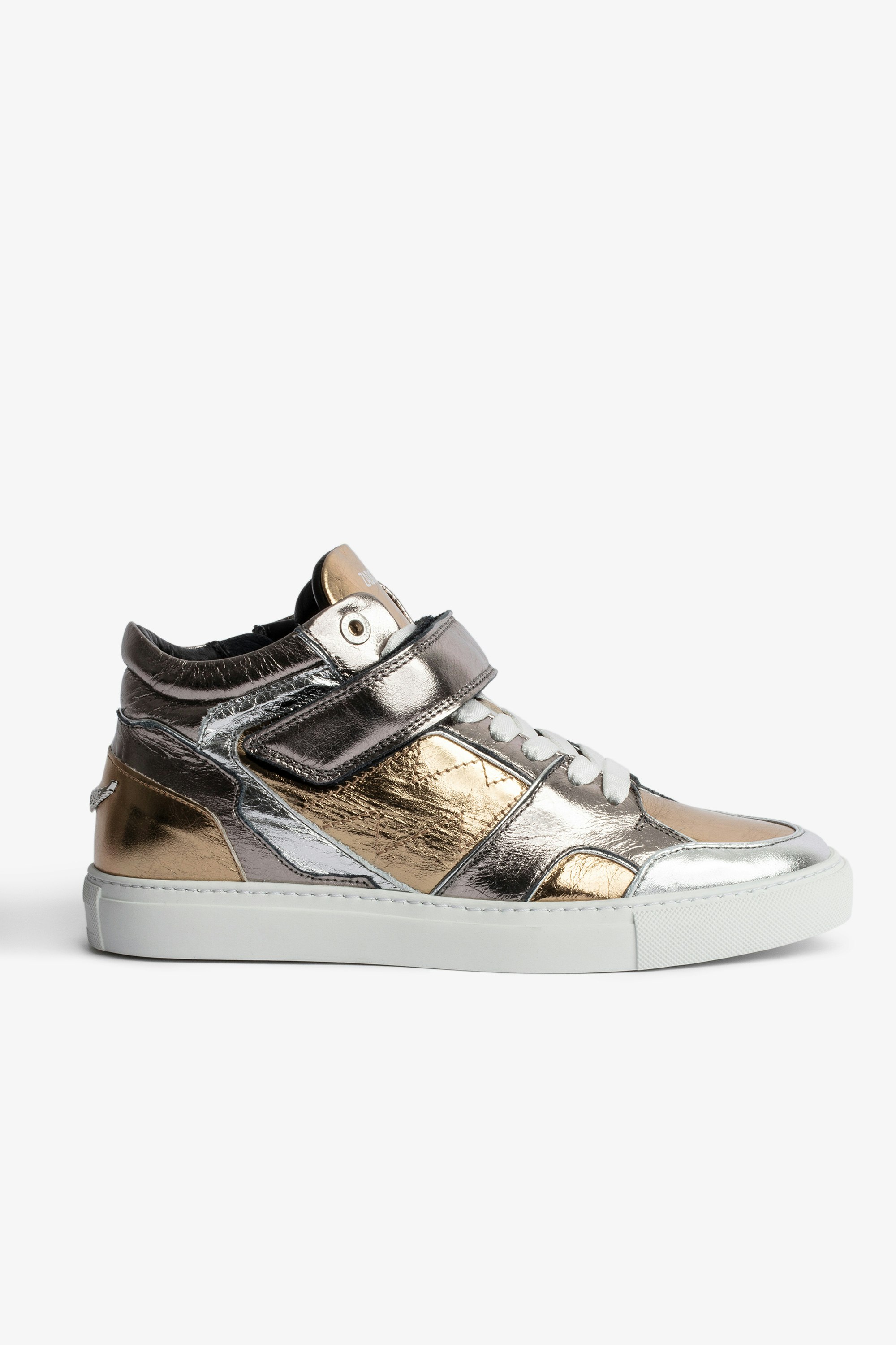 Sneakers ZV1747 Mid Damen-Sneakers mit halbhohem Schaft aus silber- und goldfarbenem Metallic-Leder