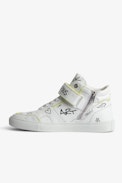 ZV1747 Mid Flash Fluorescent Suede Charms Sneakers - Suede mid-top sneakers with lettering and Velcro fastening