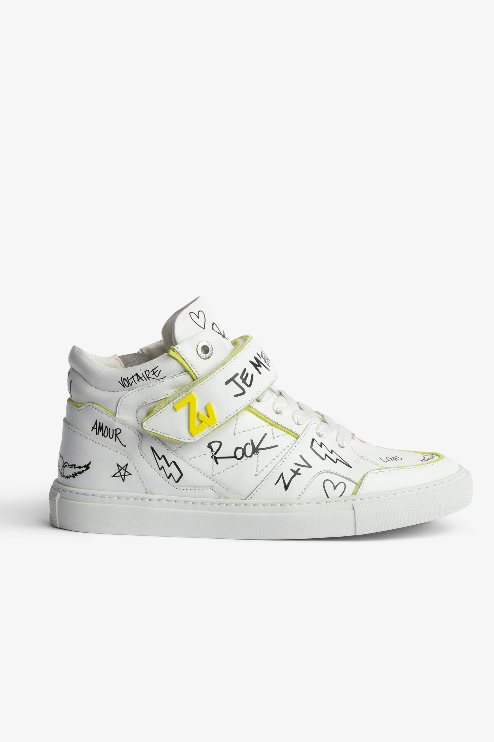 ZV1747 Mid Flash Fluorescent Suede Charms Sneakers - Suede mid-top sneakers with lettering and Velcro fastening