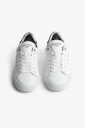 ZV1747 Sneakers - Women’s white smooth leather low-top sneakers with floral-print panels