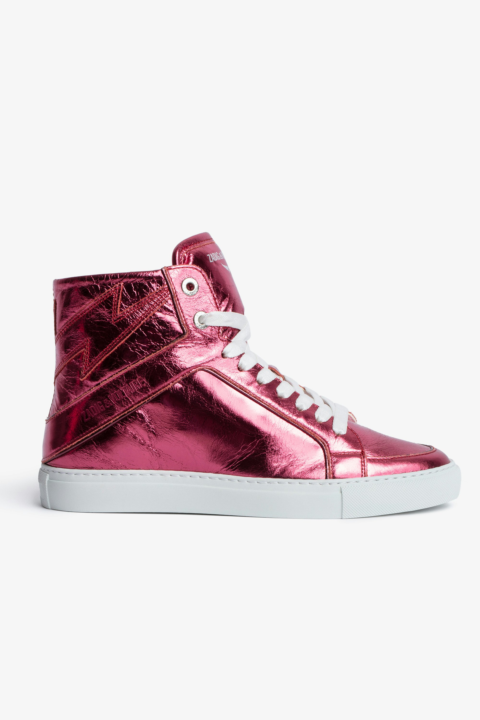 Sneakers ZV1747 High Flash Sneakers mit hohem Schaft aus rosafarbenem Metallic-Leder 