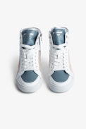 Sneakers Montantes Cuir ZV1747 High Flash - Sneakers montantes en cuir blanc et bleu Zadig&Voltaire Femme.