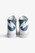 Sneakers Montantes Cuir ZV1747 High Flash - Sneakers montantes en cuir blanc et bleu Zadig&Voltaire Femme.