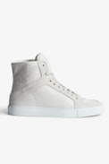 Hohe Sneakers ZV1747 High Flash - Hohe Damen-Sneakers aus strukturiertem Leder in Ecru