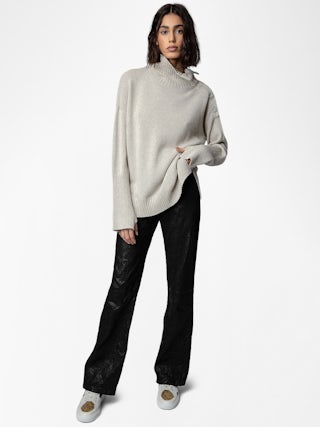 ZV1747 Mid Flash Sparkle Trainers - Mid-high sneakers in leather and glitter.