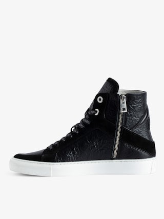 ZV1747 High Flash High-Top Trainers - High-top trainers in worn-effect leather with lightning bolt panels and suede leather.