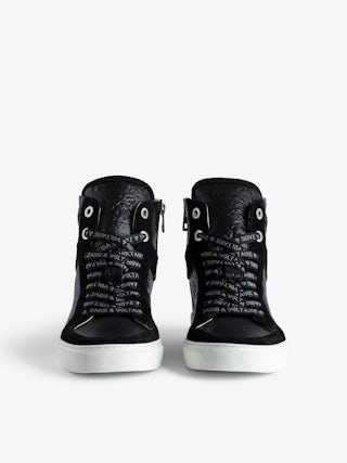 ZV1747 High Flash High-Top Trainers - High-top trainers in worn-effect leather with lightning bolt panels and suede leather.