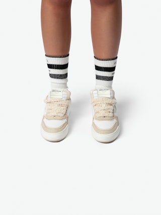 Low-Top Wings Trainers - Low-top trainers in smooth white leather, with off-white vintage leather inserts and off-white embossed snake-effect leather, signature wings. These trainers are made with materials that have a reduced environmental impact.