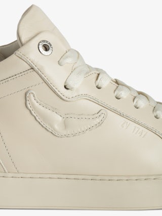 Mid Fly Sneakers On - Vintage-effect leather high-top sneakers with embossed wings.