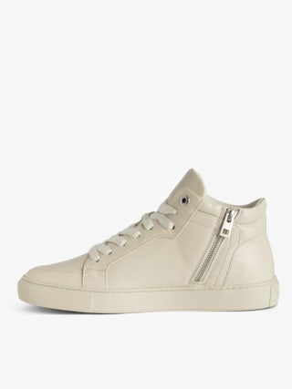 Mid Fly Sneakers On - Vintage-effect leather high-top sneakers with embossed wings.