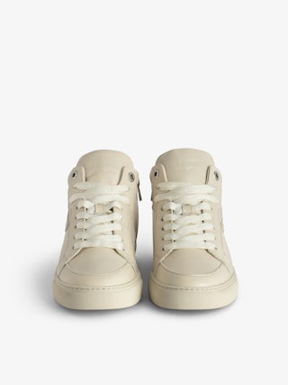 Mid Fly Sneakers On - Vintage-effect leather high-top sneakers with embossed wings.