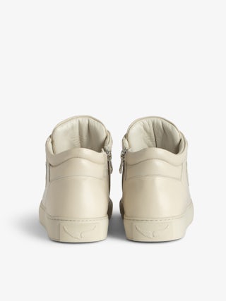 Mid Fly Sneakers On - Vintage-effect leather high-top sneakers with embossed wings.