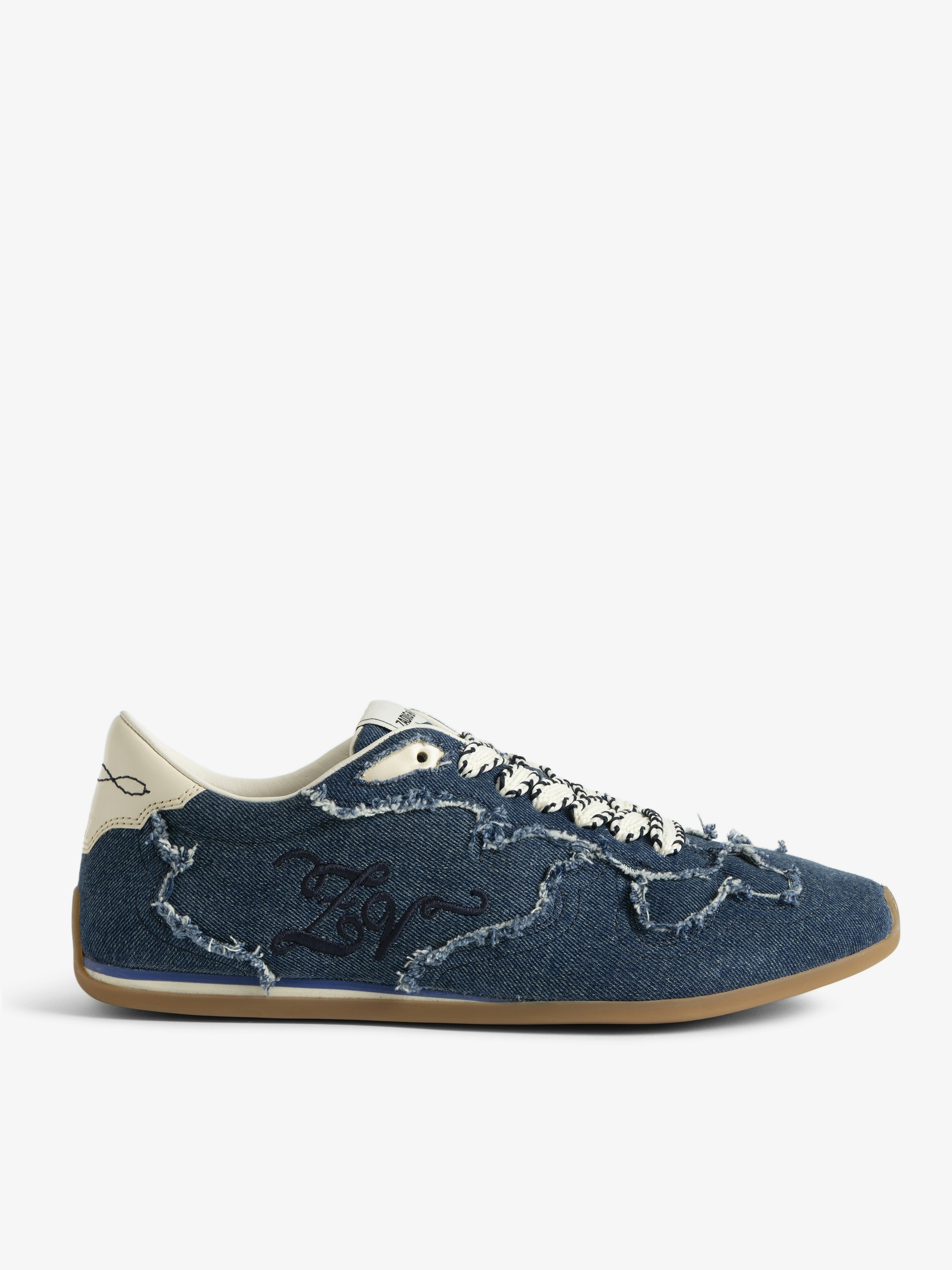ZV Denim Dance Sneakers - Low-top sneakers in denim-effect textile with raw edges and western-style cutouts.