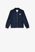 Kids' Benet Bomber Jacket - Kids’ navy-blue water-repellent bomber jacket with an embroidered badge