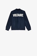 Kids' Benet Bomber Jacket - Kids’ navy-blue water-repellent bomber jacket with an embroidered badge
