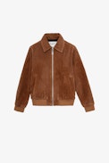 Larson Children’s Bomber Jacket - Children’s cognac leather bomber jacket with zipper
