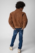Larson Children’s Bomber Jacket - Children’s cognac leather bomber jacket with zipper