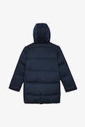 Bow Children’s Puffer Jacket - Children’s navy blue and black hooded puffer jacket
