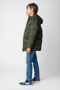 Bow Boys’ Puffer Coat - Boys’ khaki water-repellent hooded puffer coat.
