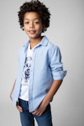 Camicia Rea Junior  - Camicia in cotone celeste a maniche lunghe - Junior