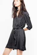 Retouch Satin Dress - Women’s black dress