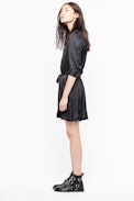 Retouch Satin Dress - Women’s black dress