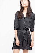 Retouch Satin Dress - Women’s black dress
