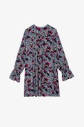Karolina Girls’ Dress - Girls’ navy blue dress with print and lace.
