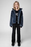 Madeline Children’s Jacket - Children’s blue fleece jacket with high collar