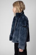 Madeline Children’s Jacket - Children’s blue fleece jacket with high collar