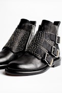 Bottines Laureen Flap Studs - Bottines noires femme en cuir.