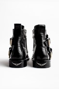 Bottines Laureen Flap Studs - Bottines noires femme en cuir.