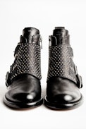 Bottines Laureen Flap Studs - Bottines noires femme en cuir.