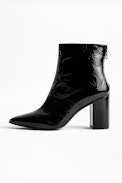 Bottines Glimmer Vernis - Bottines à talons femme en cuir verni noir.
