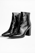 Bottines Glimmer Vernis - Bottines à talons femme en cuir verni noir.