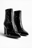 Bottines Glimmer Vernis - Bottines à talons femme en cuir verni noir.