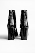 Bottines Glimmer Vernis - Bottines à talons femme en cuir verni noir.